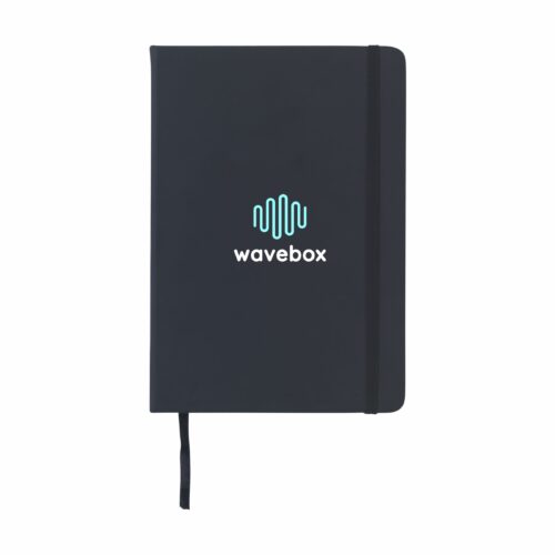 Svart notatbok med Wavebox-logo.