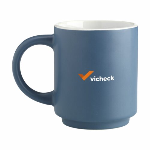 Blågrå kaffekrus med vichek logo