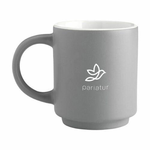 Grått kaffekrus med logo