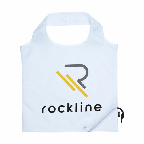 Hvitt handlenett med Rockline-logo.