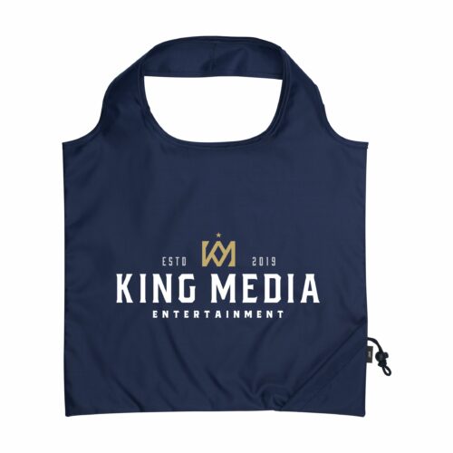 Handlenett i mørkeblå farge med King Media logo